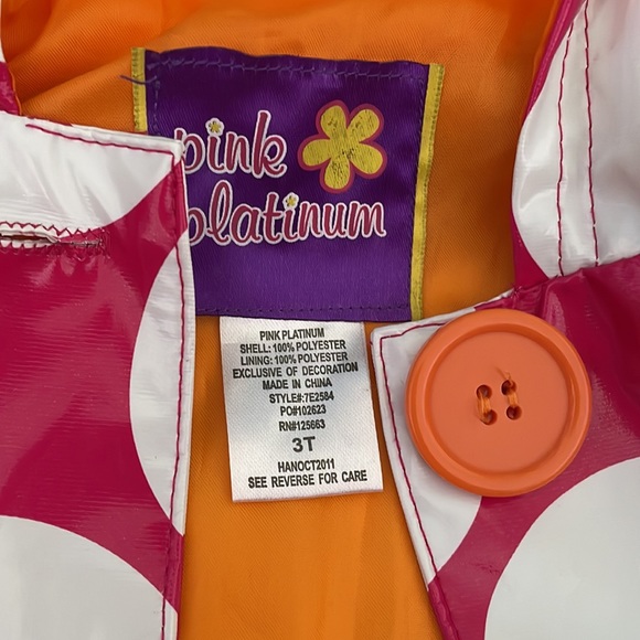 Pink Platinum 3T Raincoat Pink with White Polka Dots - Picture 3 of 6